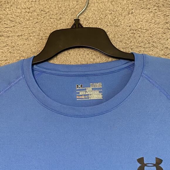 Under Armour Mens Shirt XL Heatgear Crew Neck Blue Casual Athleisure Adult - Picture 5 of 16